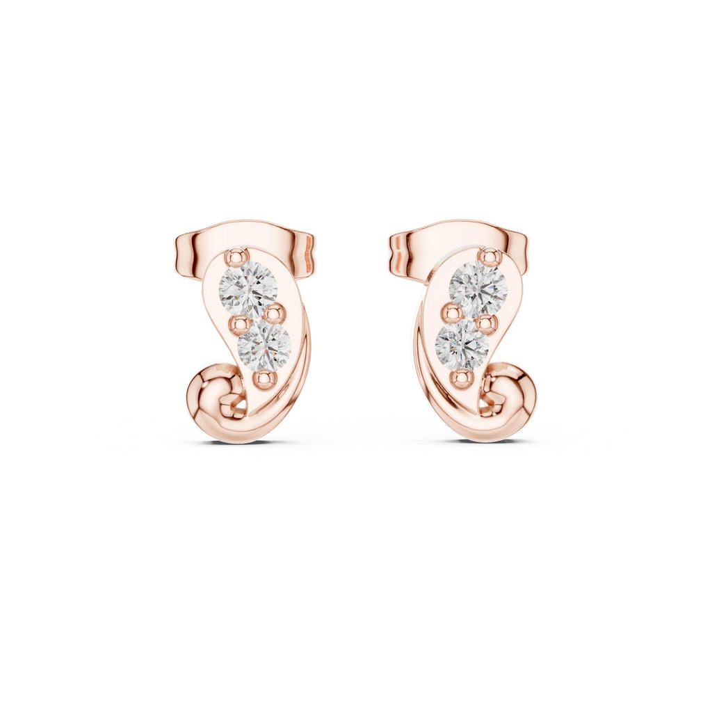 Moissanite Pavé Paisley Stud Earrings – 925 Sterling Silver, 18K Gold Vermeil