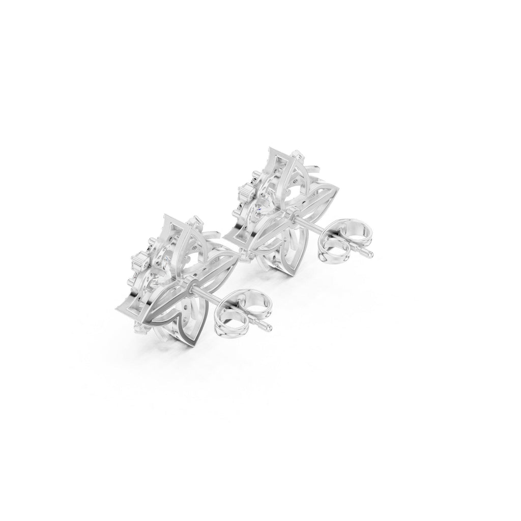 Marquise Moissanite Compass Star Stud Earrings – 925 Sterling Silver, 18K Gold Vermeil
