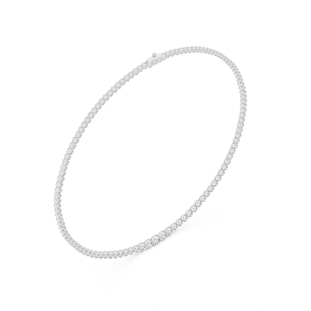 Graduated Round Moissanite Bezel Tennis Necklace – 925 Sterling Silver, 18K Gold Vermeil