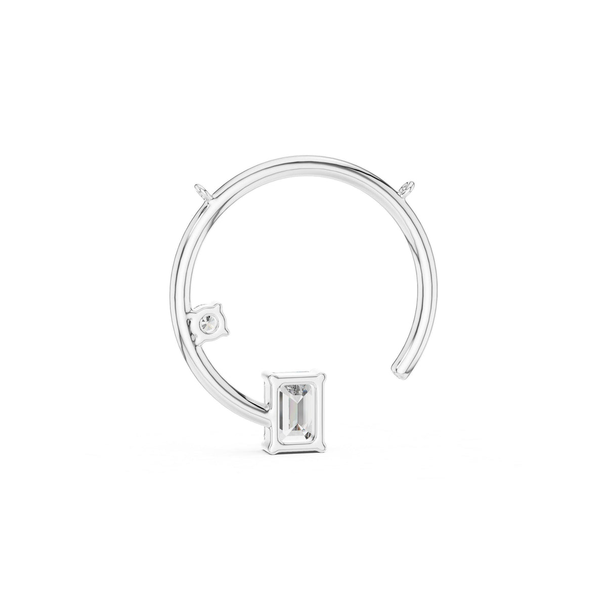 Emerald-Cut Moissanite Open Circle Pendant Necklace – 925 Sterling Silver, 18K Gold Vermeil