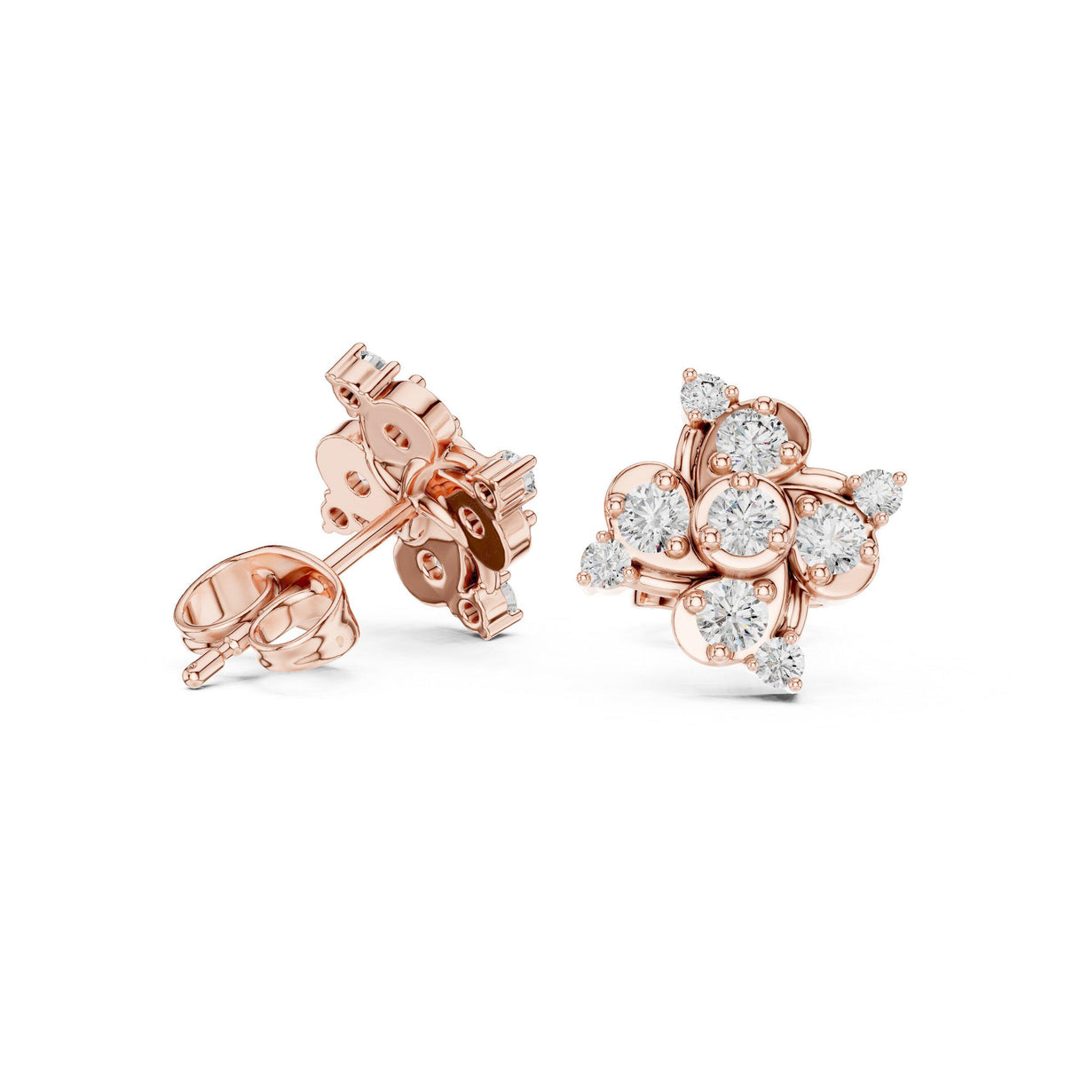 Moissanite Scattered Cluster Stud Earrings – 925 Sterling Silver, 18K Gold Vermeil