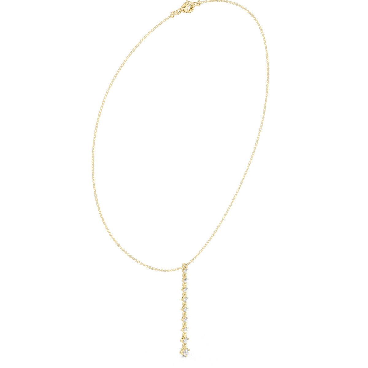 Moissanite Linear Drop Lariat Necklace – 925 Sterling Silver, 18K Gold Vermeil