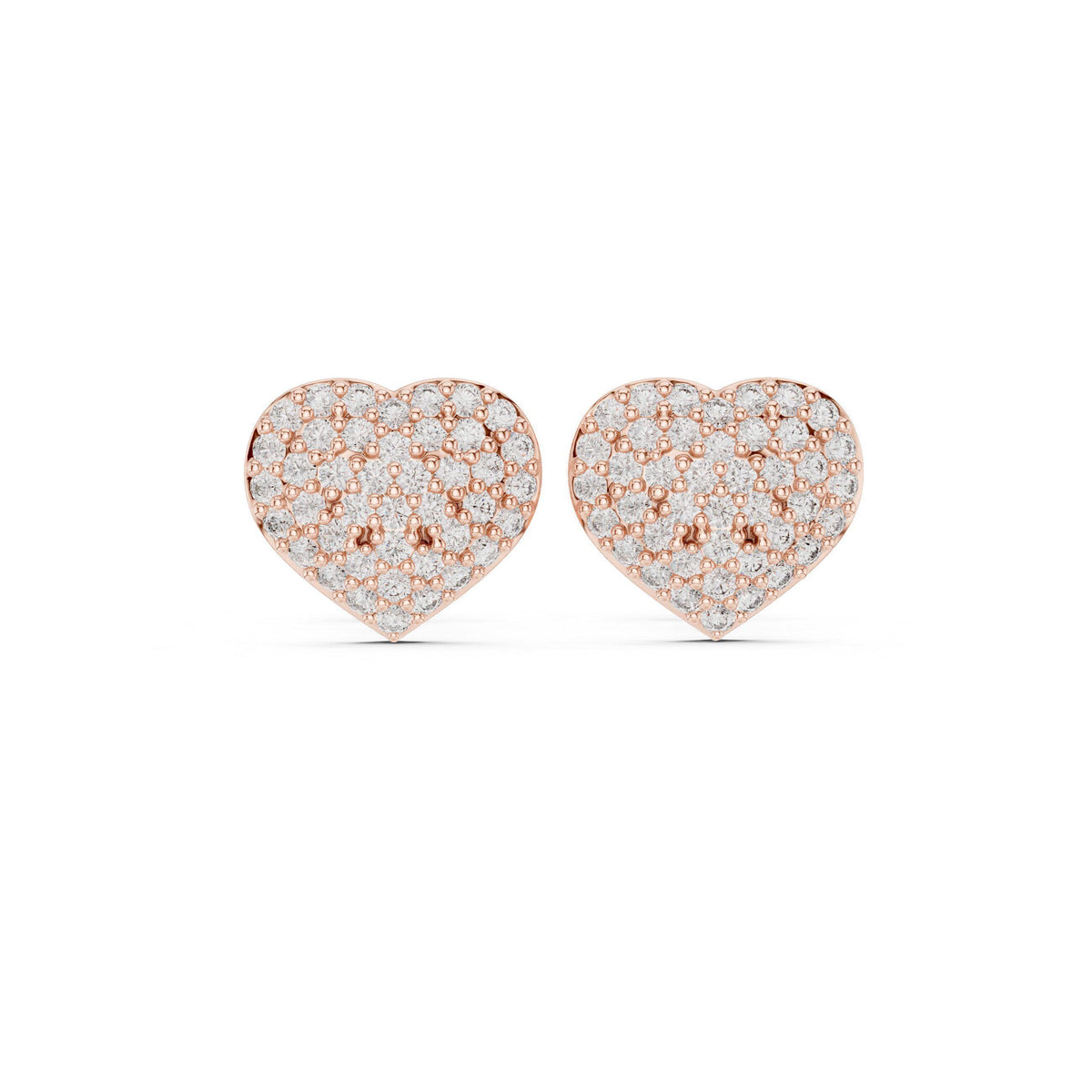 Moissanite Pavé Heart Stud Earrings – 925 Sterling Silver, 18K Gold Vermeil