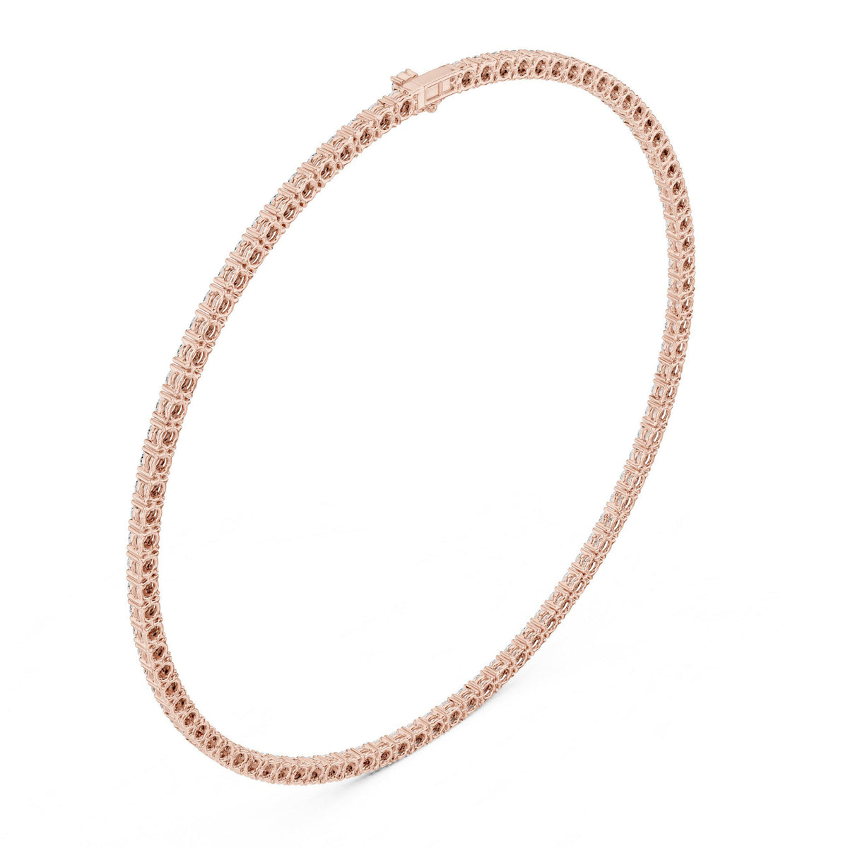 4mm Round Moissanite Tennis Necklace – 925 Sterling Silver, 18K Gold Vermeil