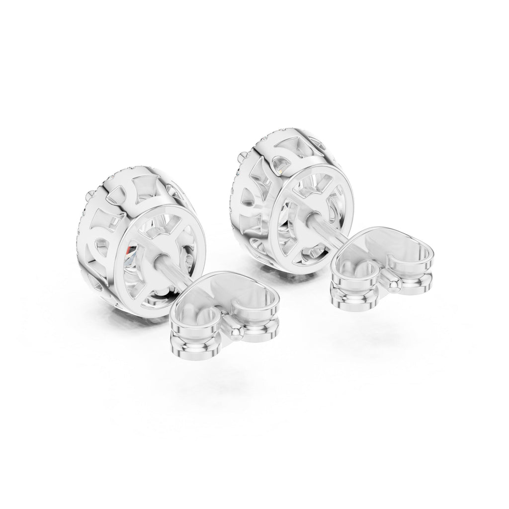 Oval Moissanite Halo Stud Earrings – 925 Sterling Silver, 18K Gold Vermeil