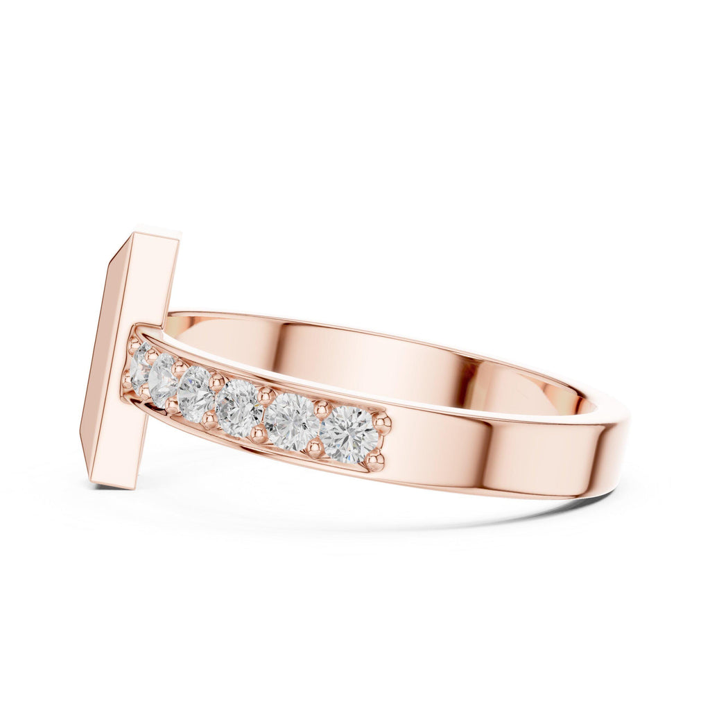 Men's T-Shaped Moissanite Ring – 925 Sterling Silver, 18K Gold Vermeil