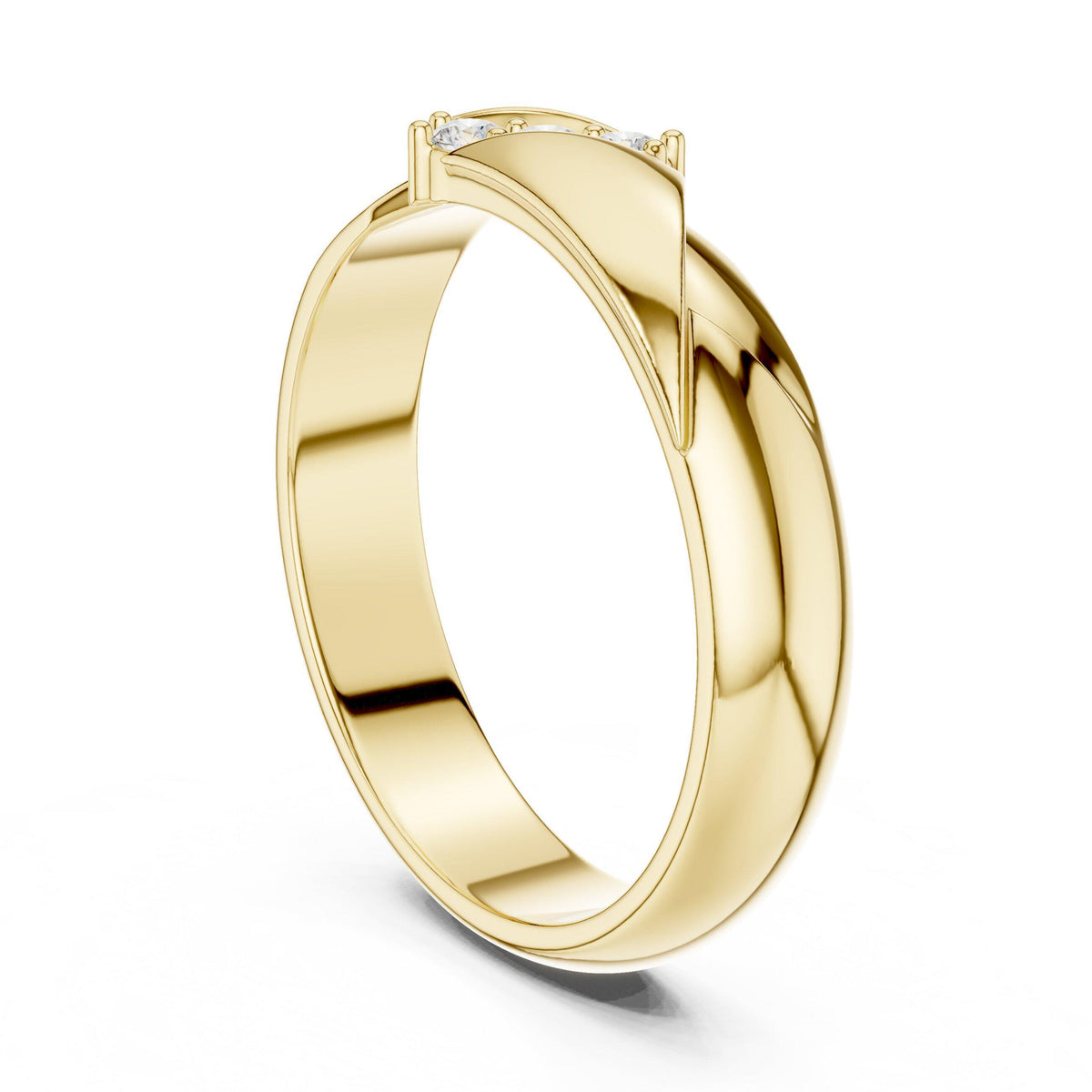 Men's Moissanite Band with Diagonal Pavé Accent – 925 Sterling Silver, 18K Gold Vermeil