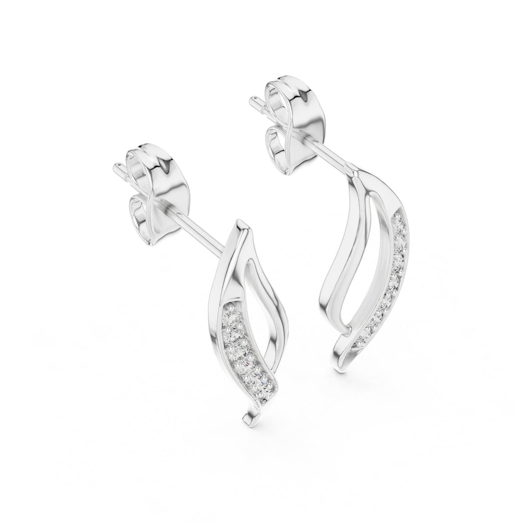 Moissanite Pavé Flame Stud Earrings – 925 Sterling Silver, 18K Gold Vermeil