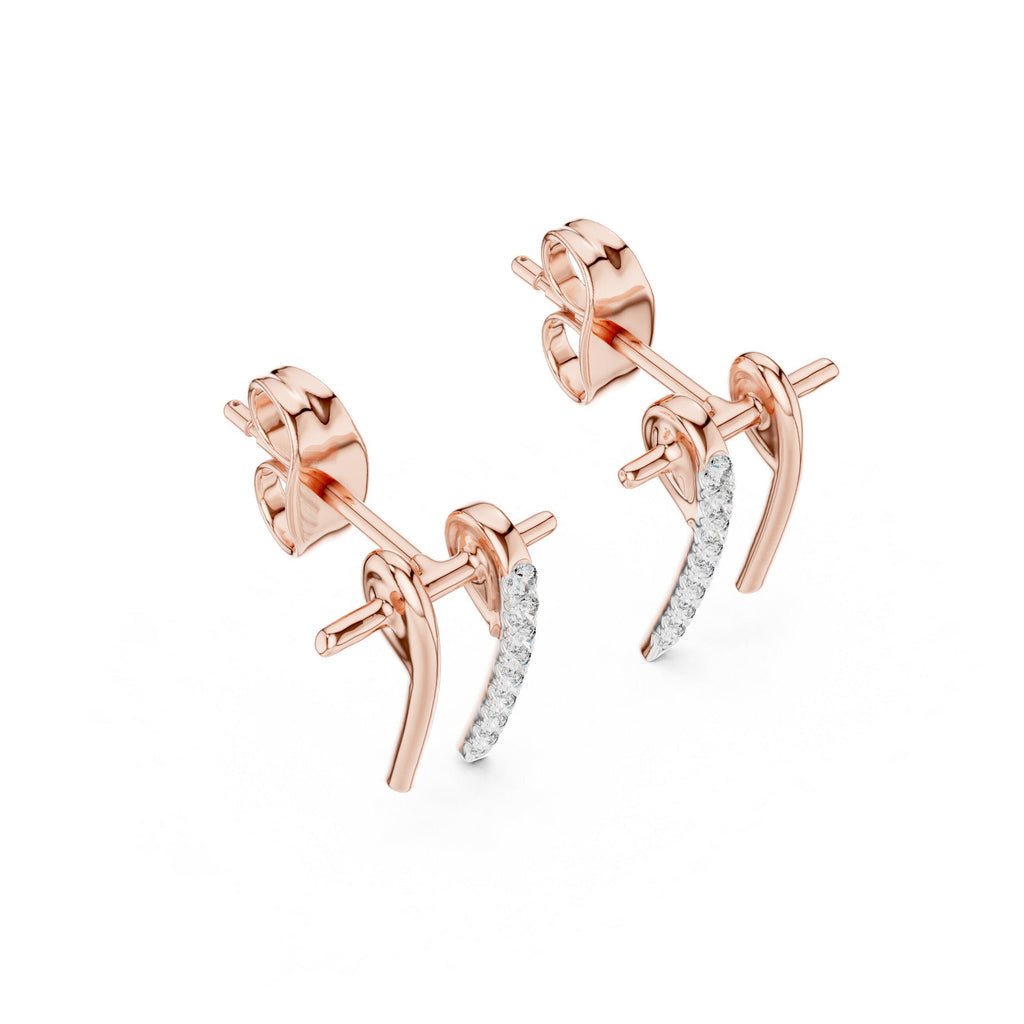 Moissanite Pavé Bar Front-Back Earrings – 925 Sterling Silver, 18K Gold Vermeil
