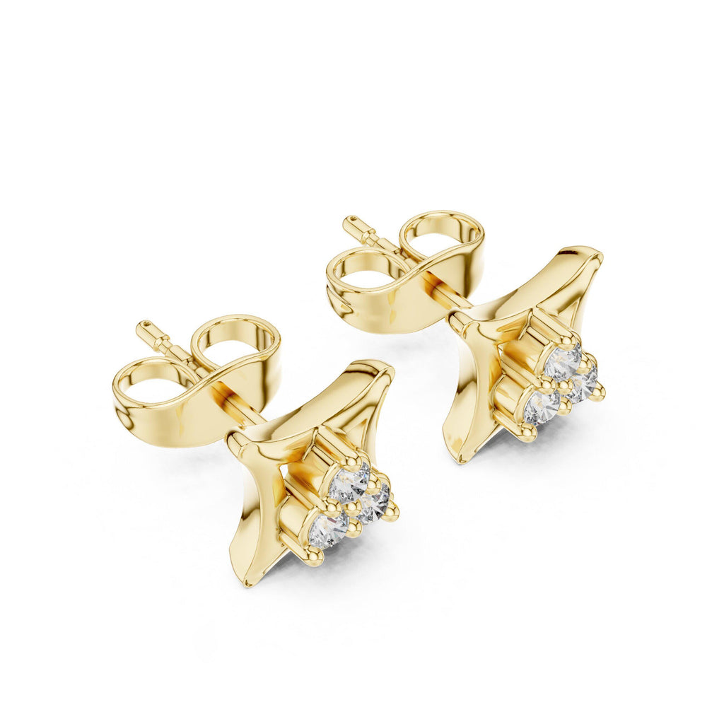 Moissanite Concave Square Stud Earrings – 925 Sterling Silver, 18K Gold Vermeil