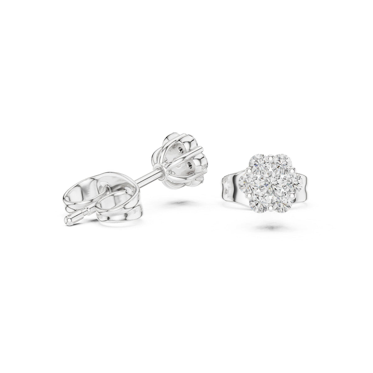Moissanite Round Cluster Stud Earrings – 925 Sterling Silver, 18K Gold Vermeil