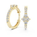 Moissanite Flower Cluster Pavé Hoop Earrings – 925 Sterling Silver, 18K Gold Vermeil