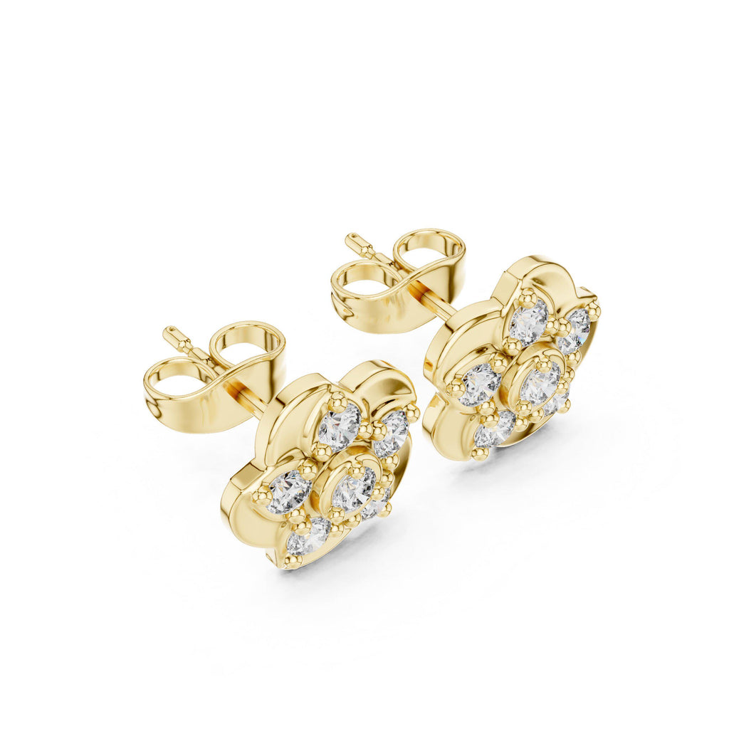Moissanite Rose Bloom Stud Earrings – 925 Sterling Silver, 18K Gold Vermeil