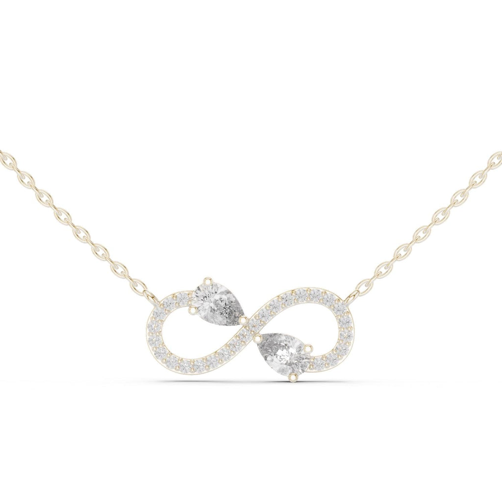 Pear Moissanite Pavé Infinity Necklace – 925 Sterling Silver, 18K Gold Vermeil