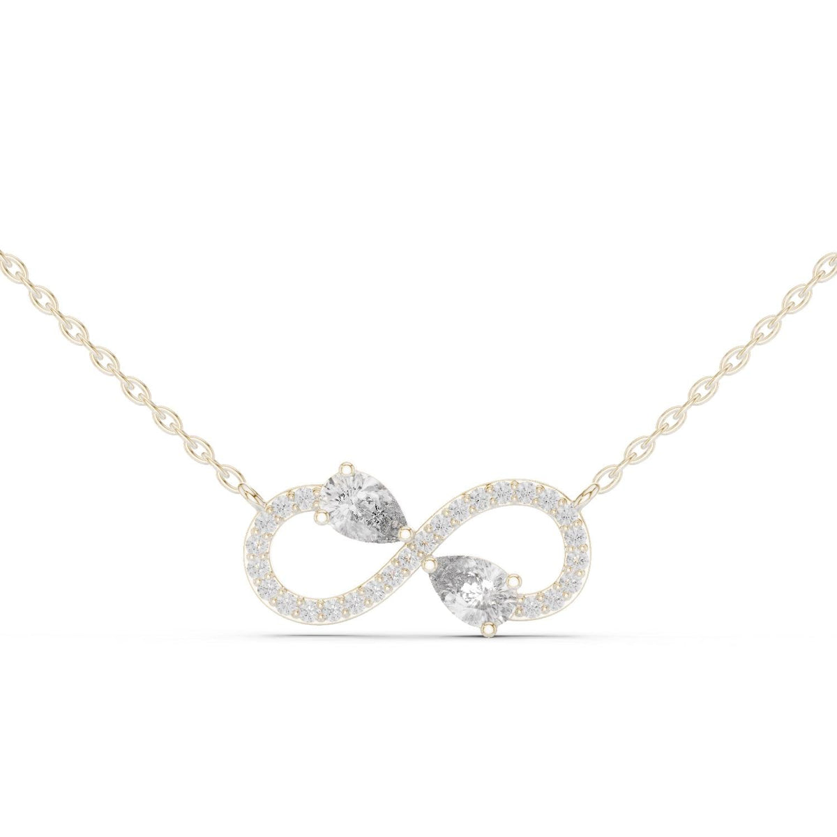 Pear Moissanite Pavé Infinity Necklace – 925 Sterling Silver, 18K Gold Vermeil