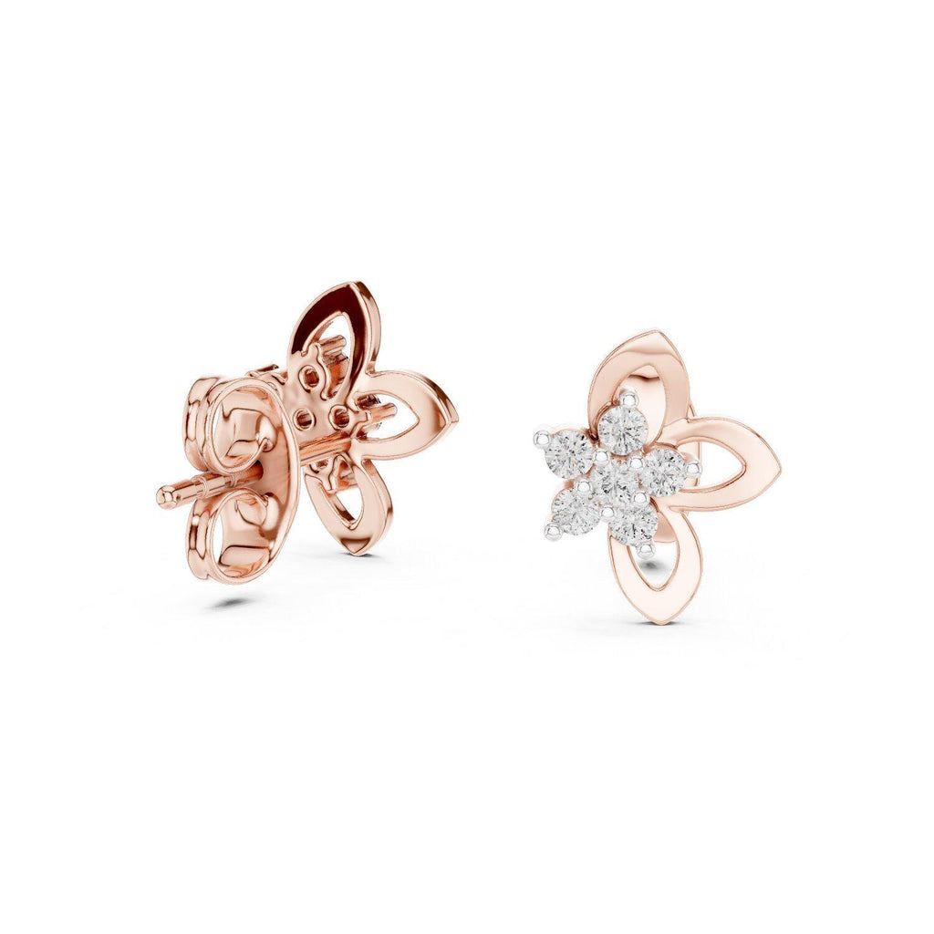 Moissanite Flower Bloom Stud Earrings – 925 Sterling Silver, 18K Gold Vermeil
