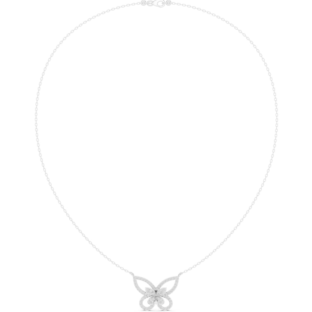 Moissanite Pavé Butterfly Necklace – 925 Sterling Silver, 18K Gold Vermeil