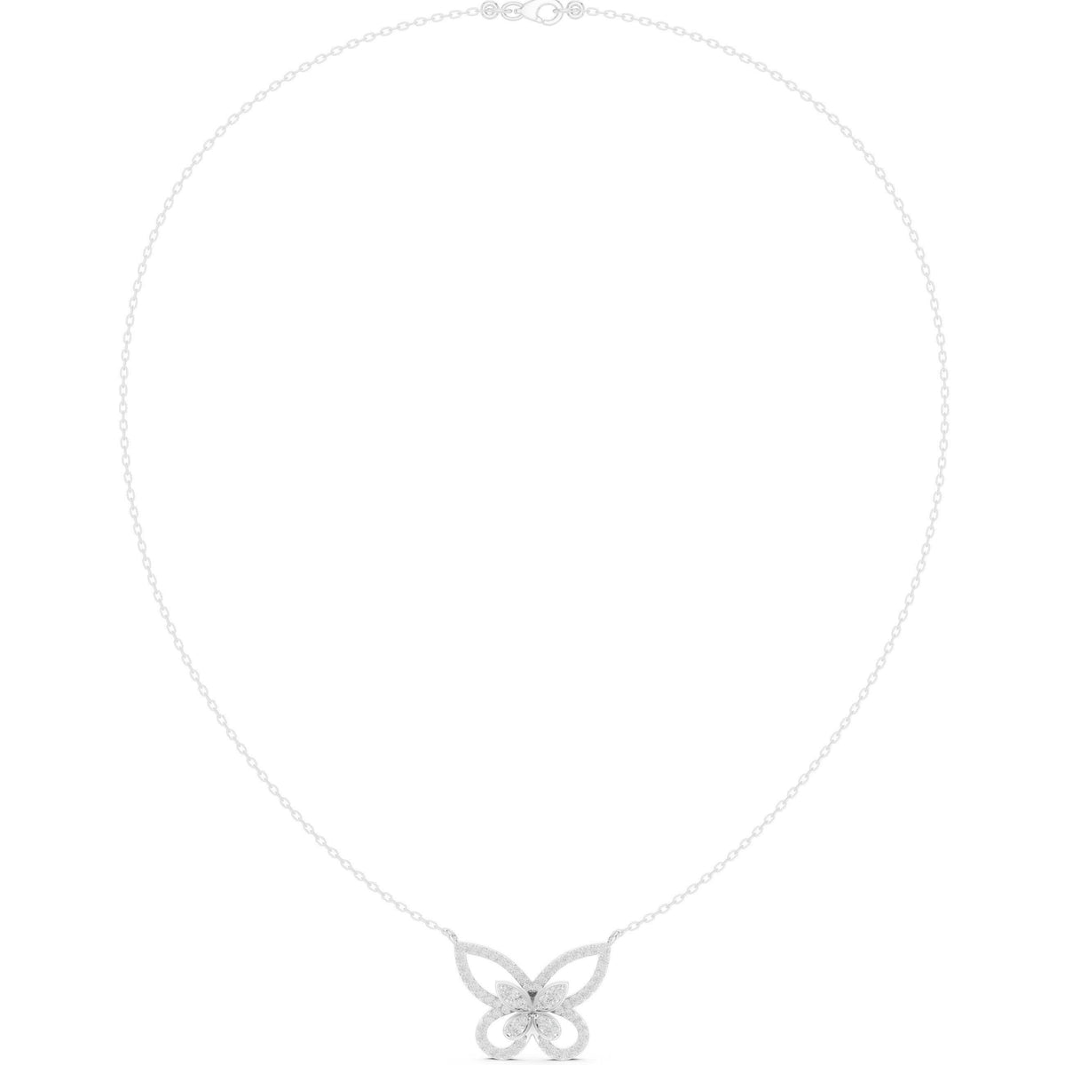 Moissanite Pavé Butterfly Necklace – 925 Sterling Silver, 18K Gold Vermeil