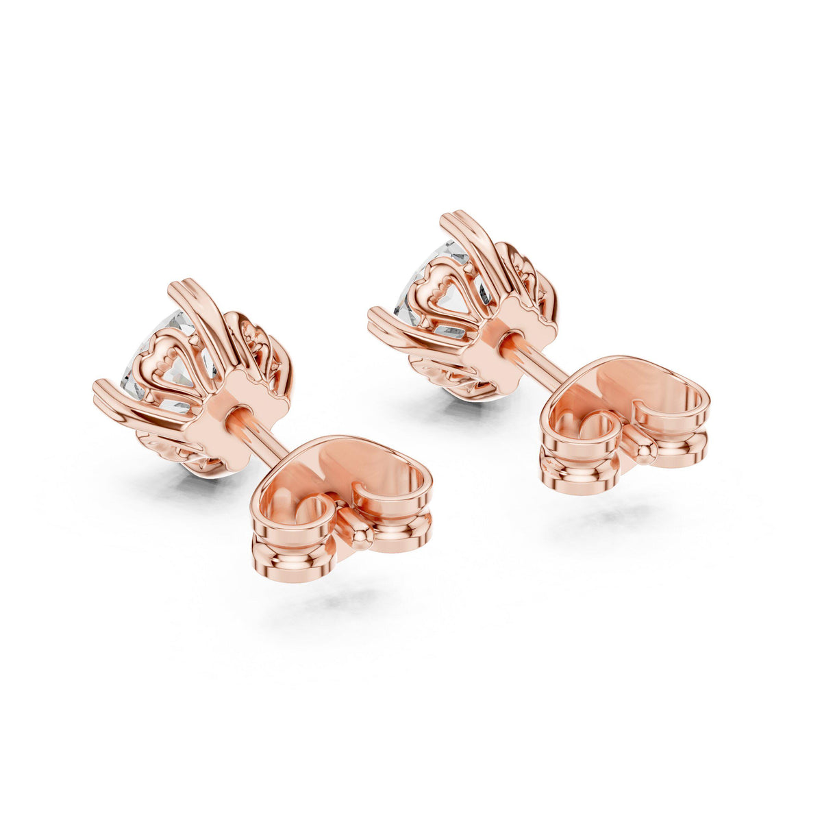 Round Moissanite Eight-Prong Stud Earrings – 925 Sterling Silver, 18K Gold Vermeil