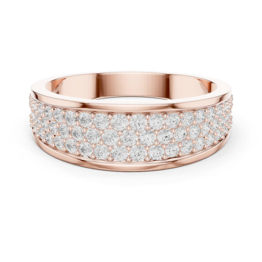 Men's Wide Domed Pavé Moissanite Band – 925 Sterling Silver, 18K Gold Vermeil