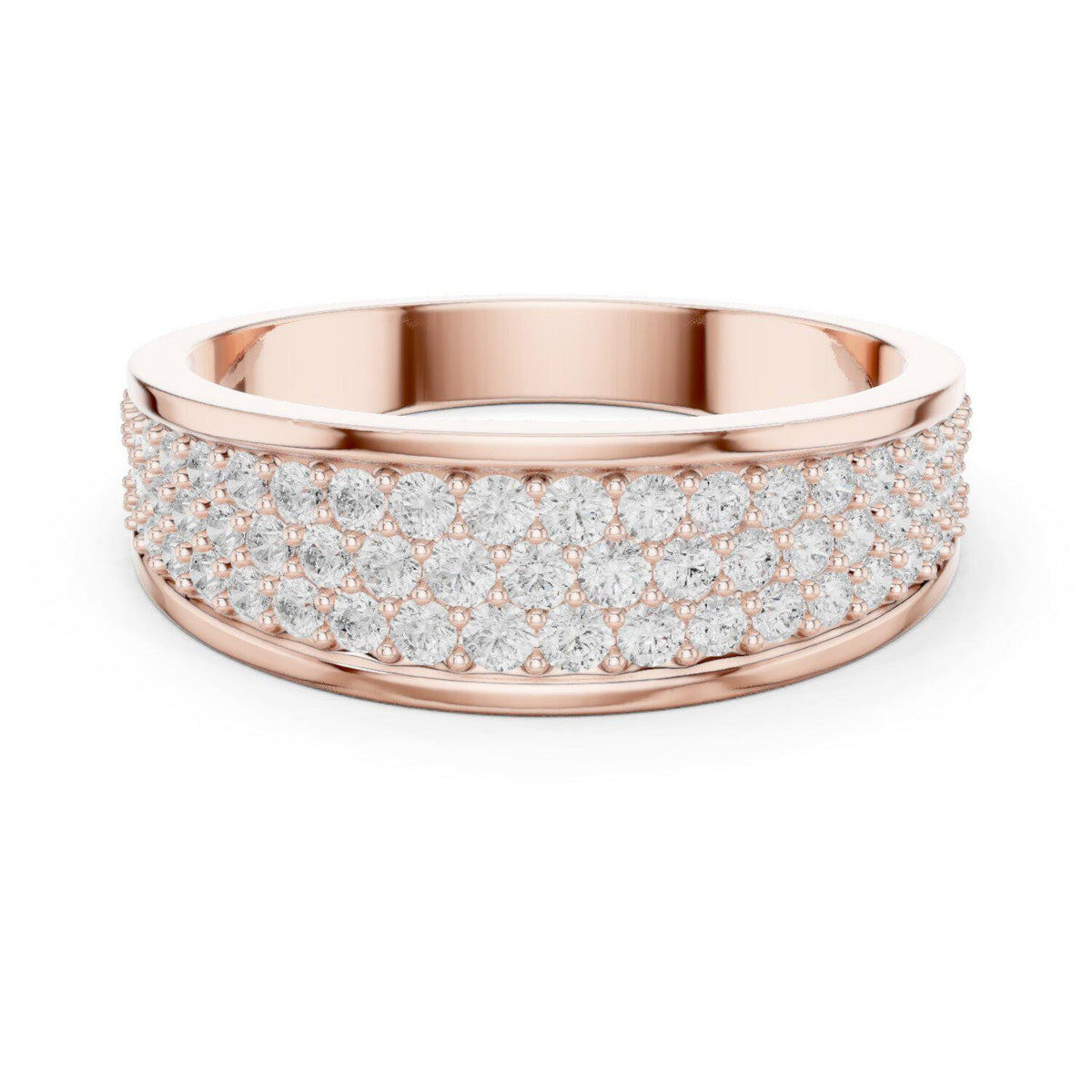 Men's Wide Domed Pavé Moissanite Band – 925 Sterling Silver, 18K Gold Vermeil