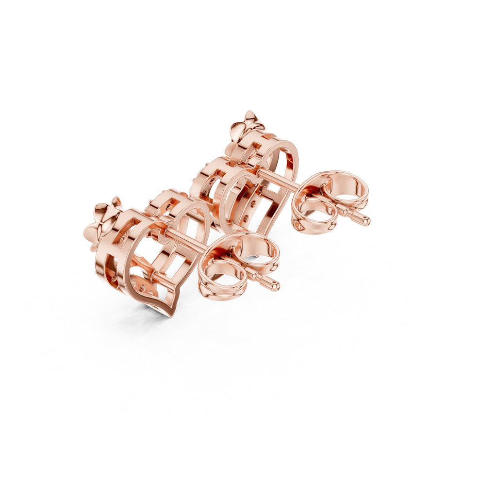Moissanite Rose & Heart Stud Earrings – 925 Sterling Silver, 18K Gold Vermeil