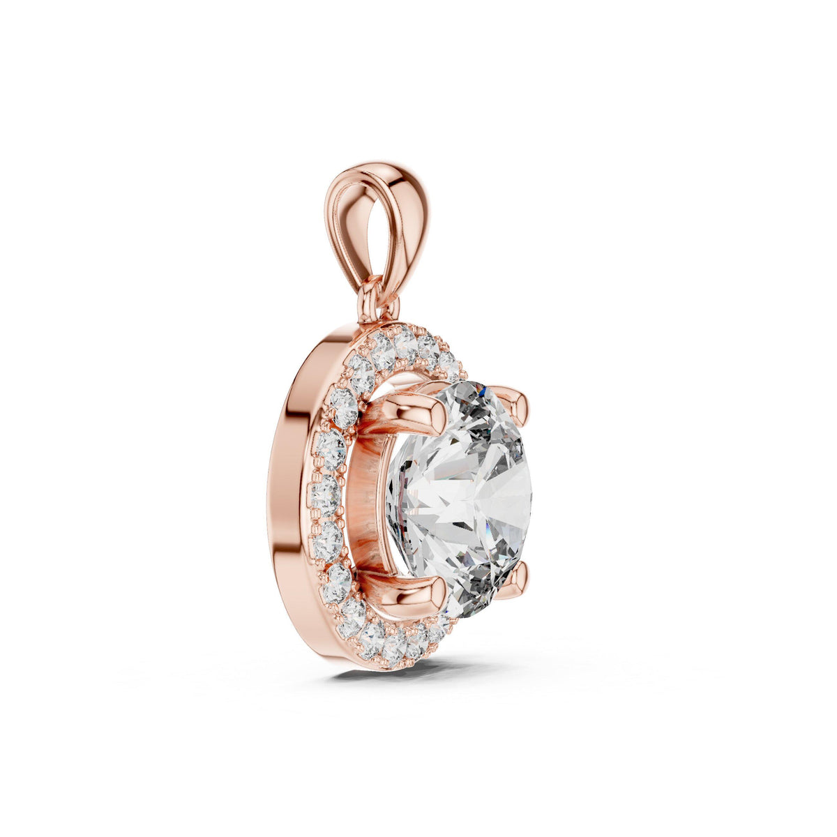 9mm Round Moissanite Double-Halo Pendant Necklace – 925 Sterling Silver, 18K Gold Vermeil