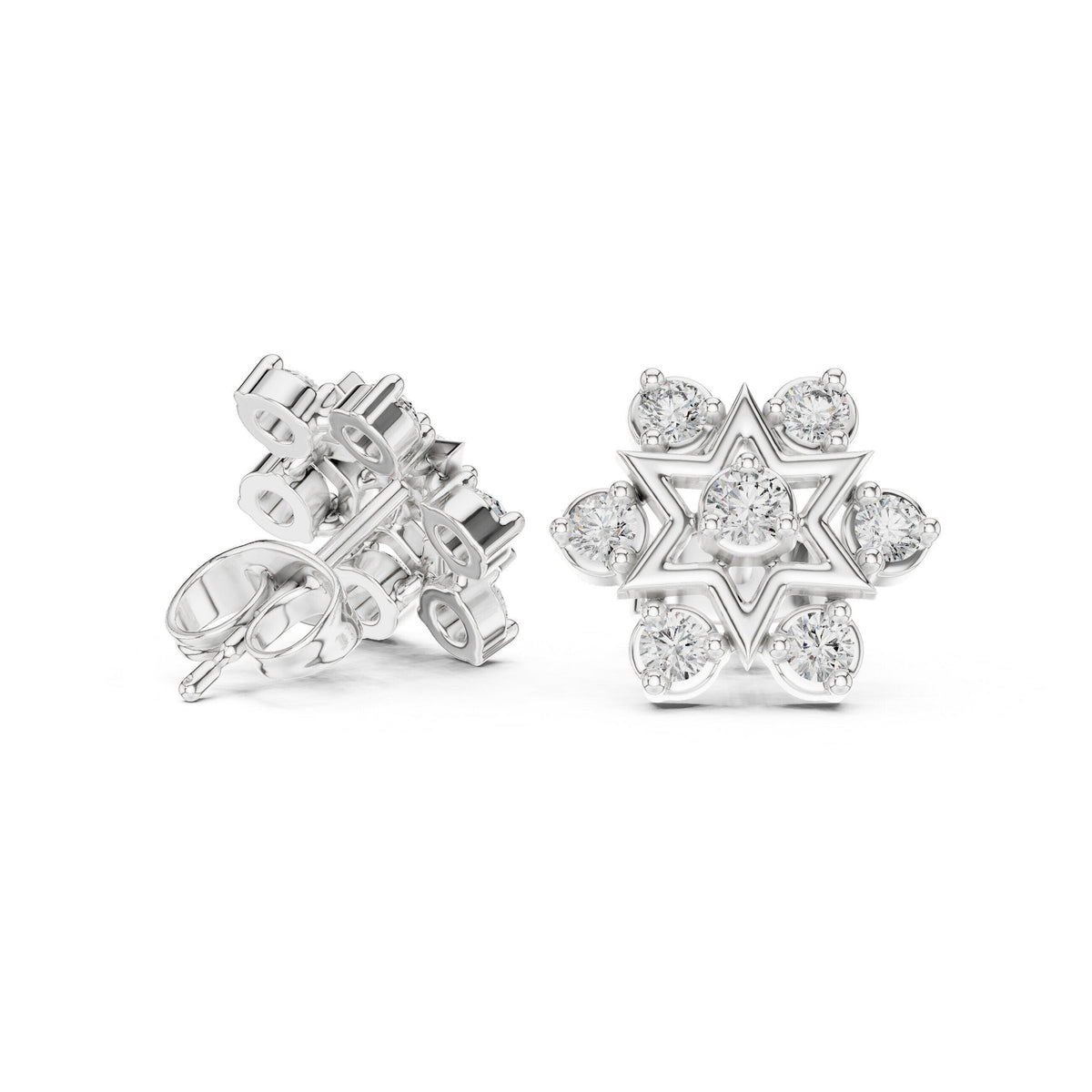 Moissanite Six-Point Star Stud Earrings – 925 Sterling Silver, 18K Gold Vermeil
