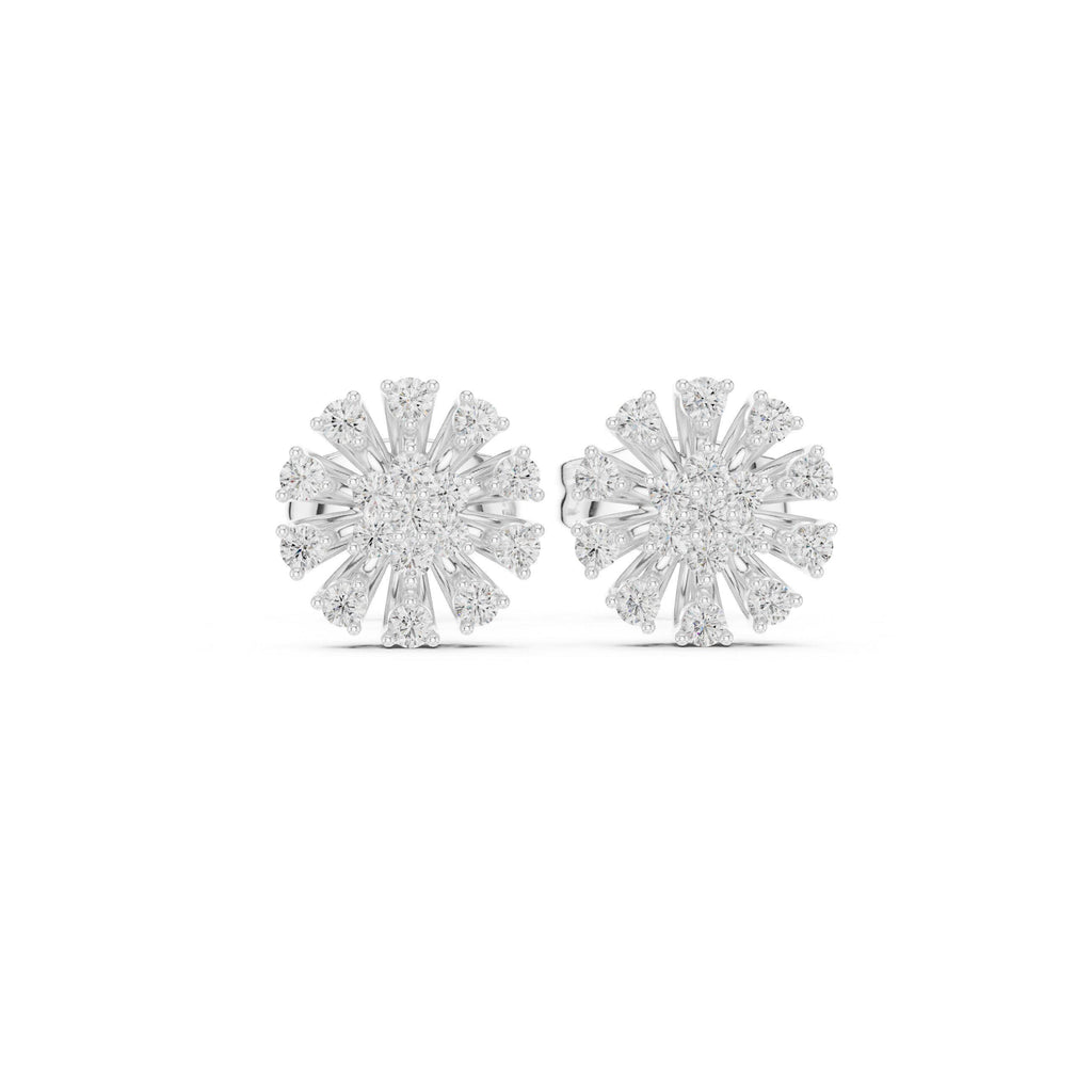 Moissanite Pavé Daisy Stud Earrings – 925 Sterling Silver, 18K Gold Vermeil