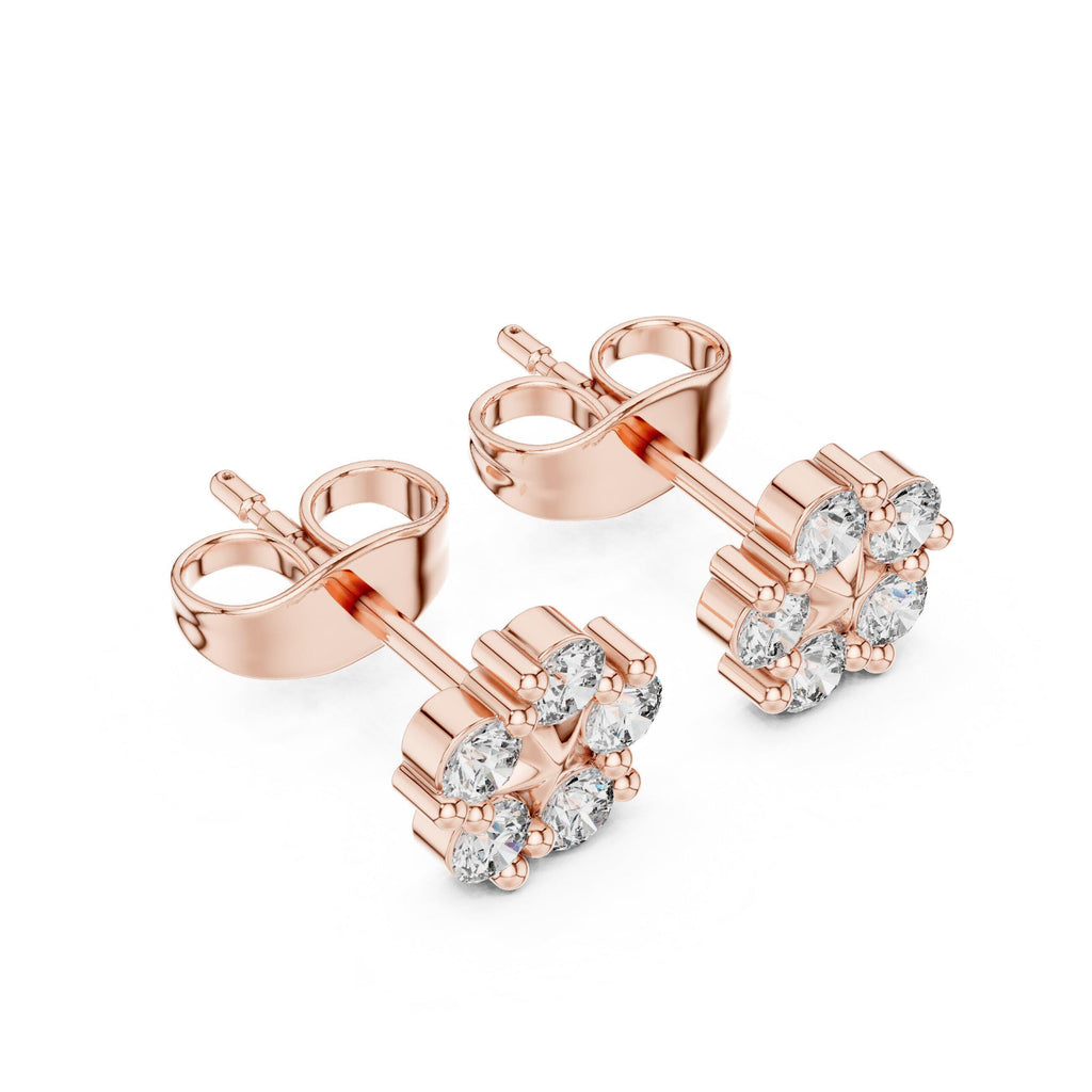 Moissanite Pinwheel Cluster Stud Earrings – 925 Sterling Silver, 18K Gold Vermeil