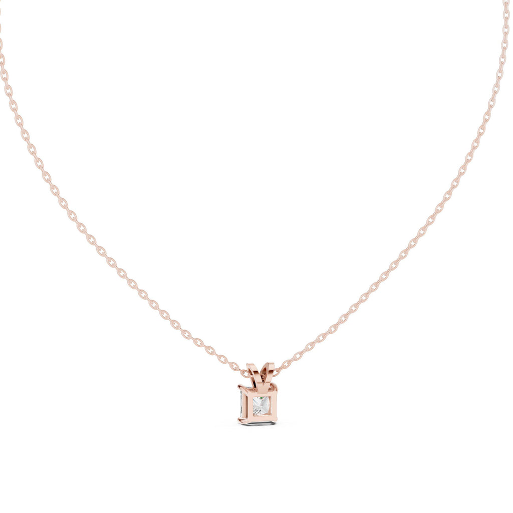 Princess Moissanite Solitaire Pendant Necklace – 925 Sterling Silver, 18K Gold Vermeil