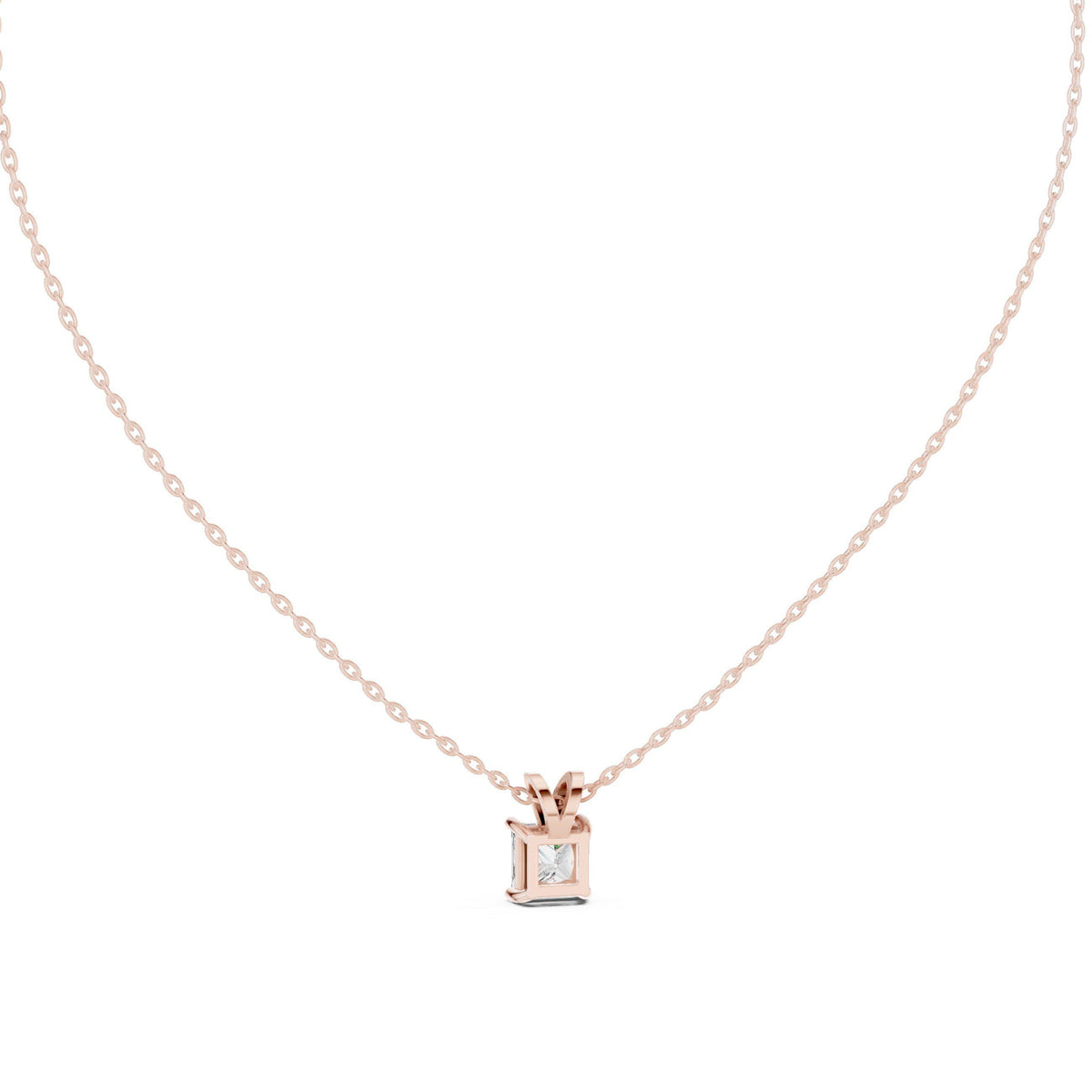 Princess Moissanite Solitaire Pendant Necklace – 925 Sterling Silver, 18K Gold Vermeil