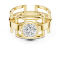 Men's Geometric Lattice Ring with Round Moissanite – 925 Sterling Silver, 18K Gold Vermeil