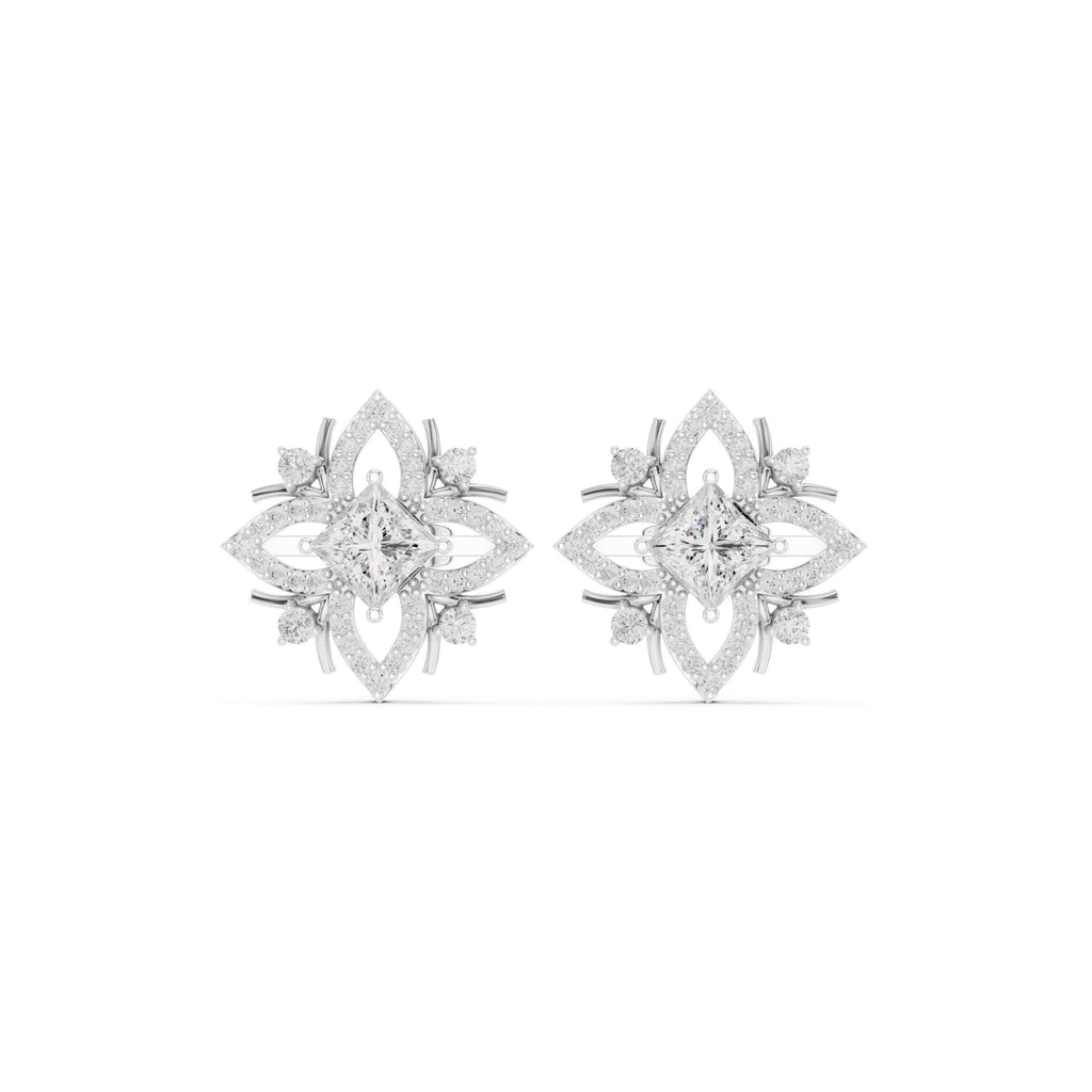 Marquise Moissanite Compass Star Stud Earrings – 925 Sterling Silver, 18K Gold Vermeil