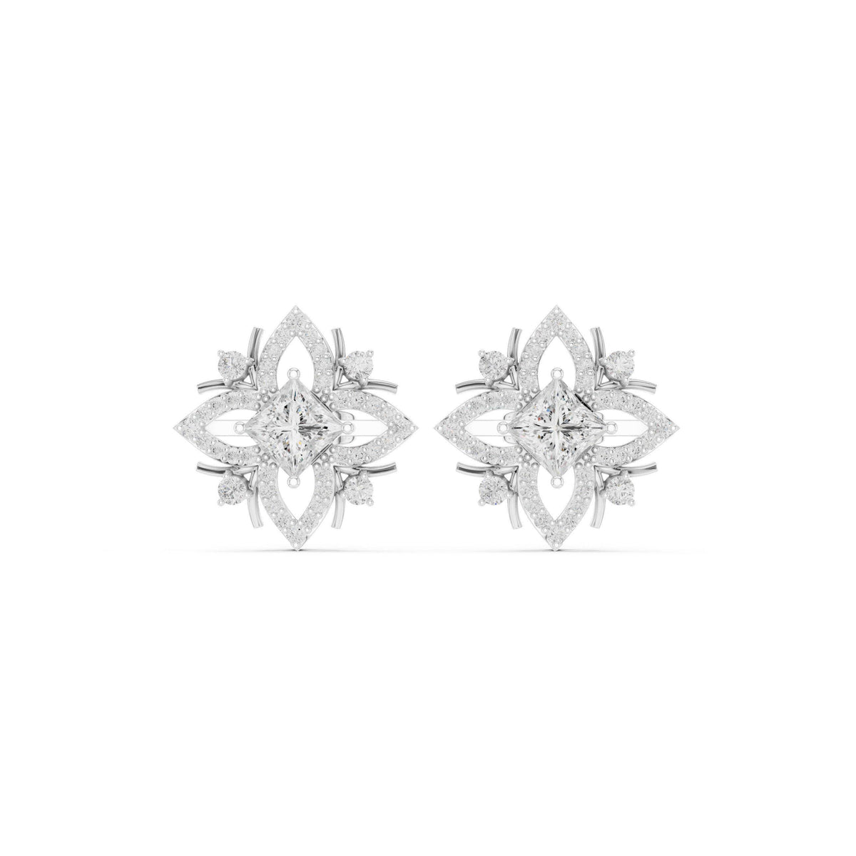 Marquise Moissanite Compass Star Stud Earrings – 925 Sterling Silver, 18K Gold Vermeil