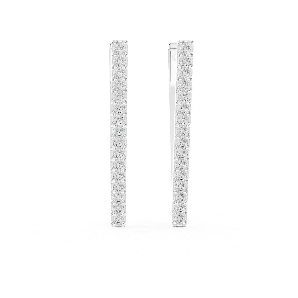Moissanite Pavé Triangle Hoop Earrings – 925 Sterling Silver, 18K Gold Vermeil