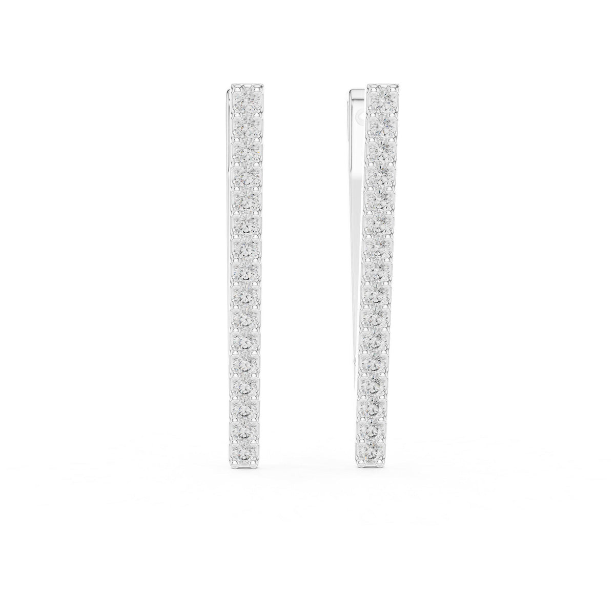 Moissanite Pavé Triangle Hoop Earrings – 925 Sterling Silver, 18K Gold Vermeil
