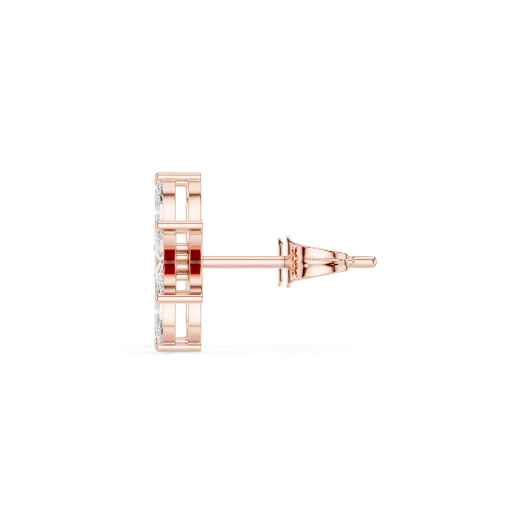 Marquise Moissanite Starburst Stud Earrings – 925 Sterling Silver, 18K Gold Vermeil
