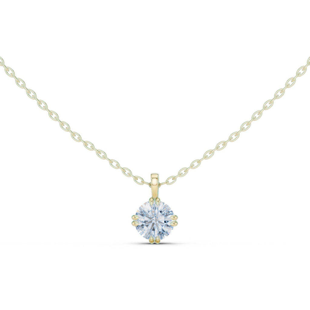 Round Moissanite Compass Solitaire Necklace – 925 Sterling Silver, 18K Gold Vermeil