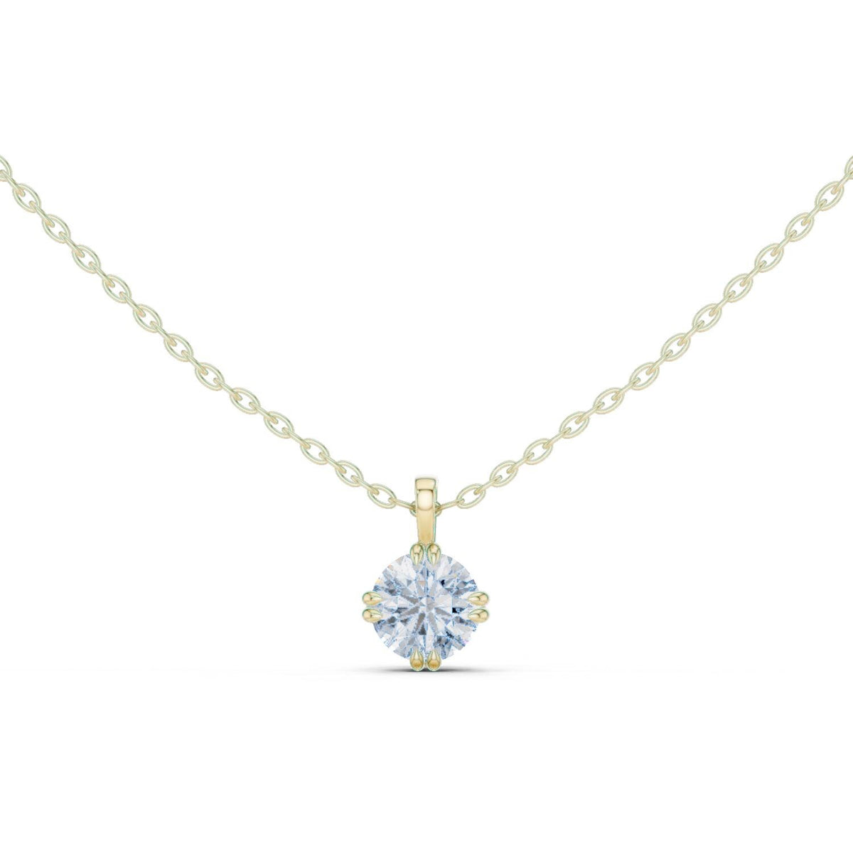 Round Moissanite Compass Solitaire Necklace – 925 Sterling Silver, 18K Gold Vermeil