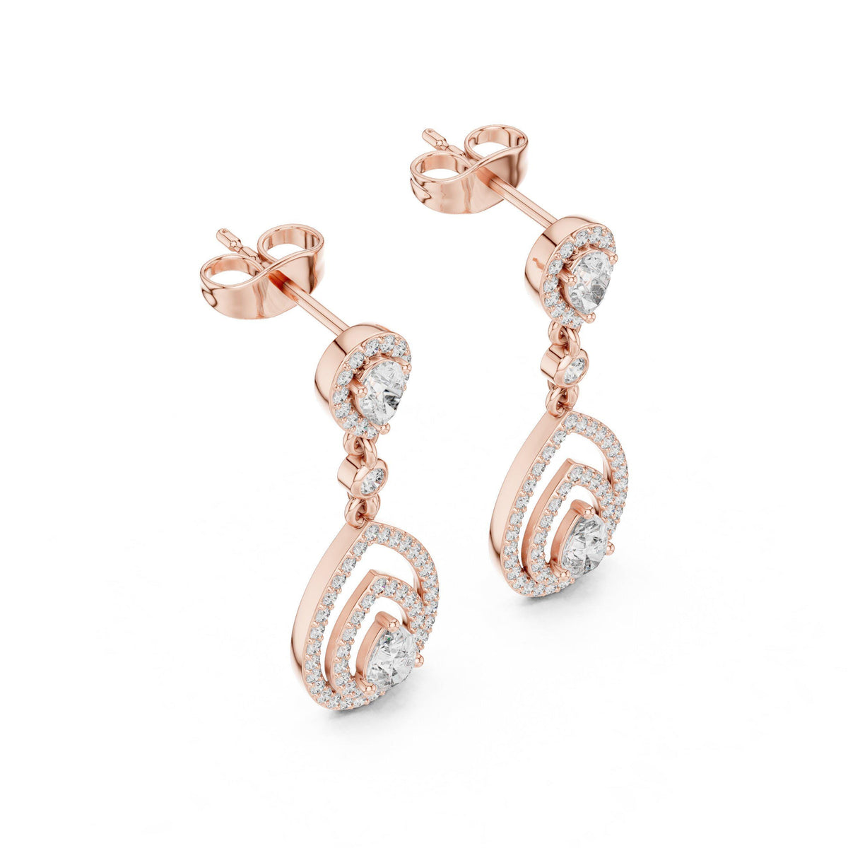 Pear Moissanite Double-Teardrop Halo Drop Earrings – 925 Sterling Silver, 18K Gold Vermeil