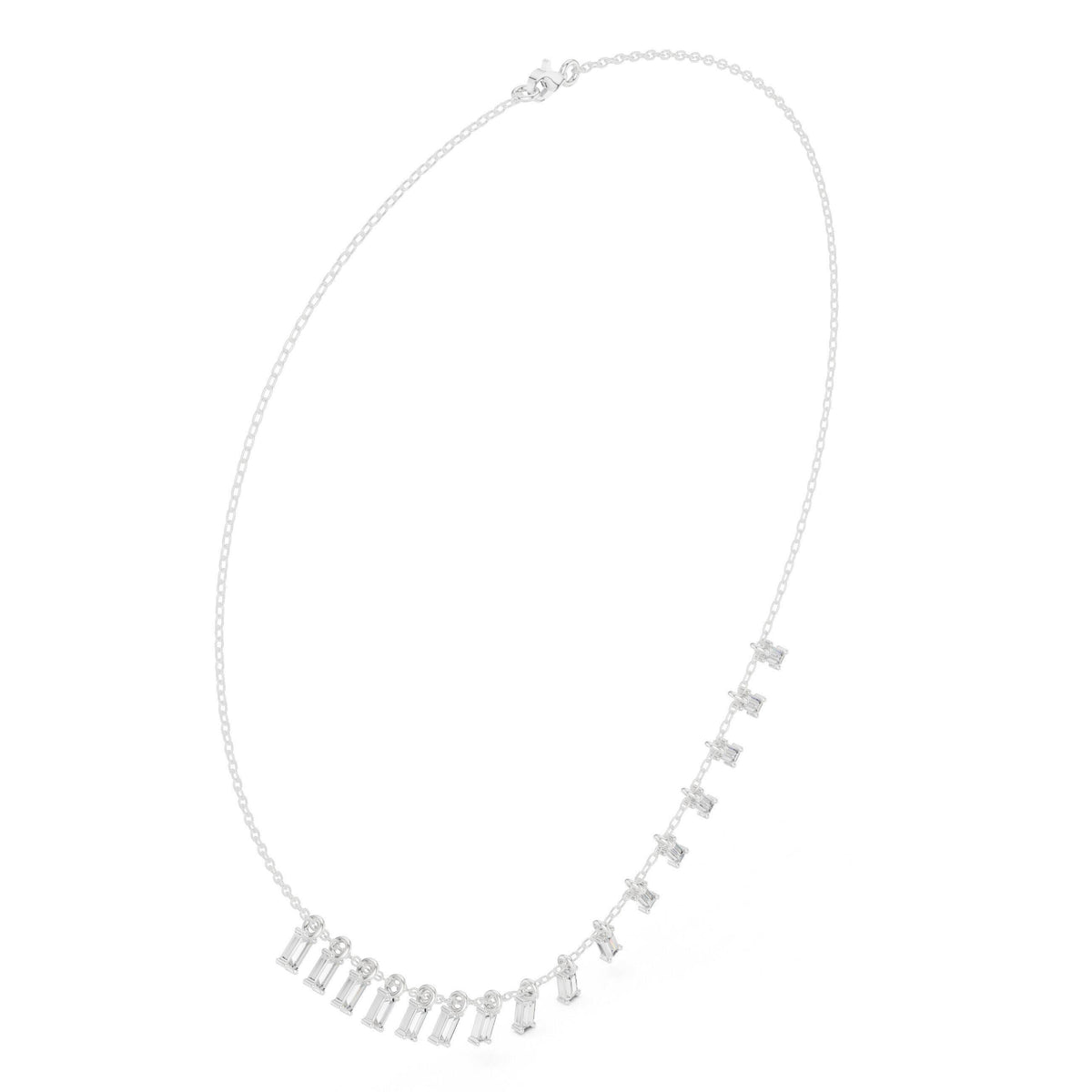 Baguette Moissanite Fringe Necklace – 925 Sterling Silver, 18K Gold Vermeil