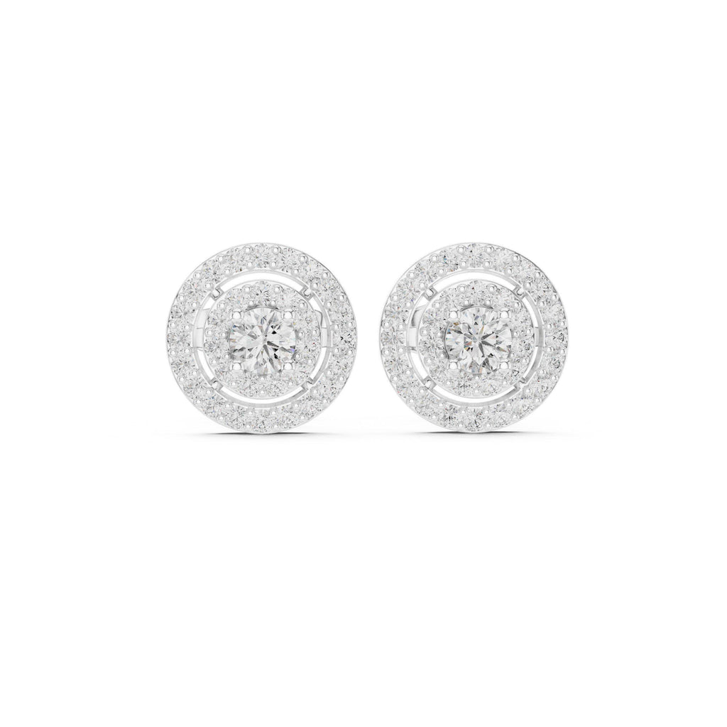 Round Moissanite Double-Halo Stud Earrings – 925 Sterling Silver, 18K Gold Vermeil
