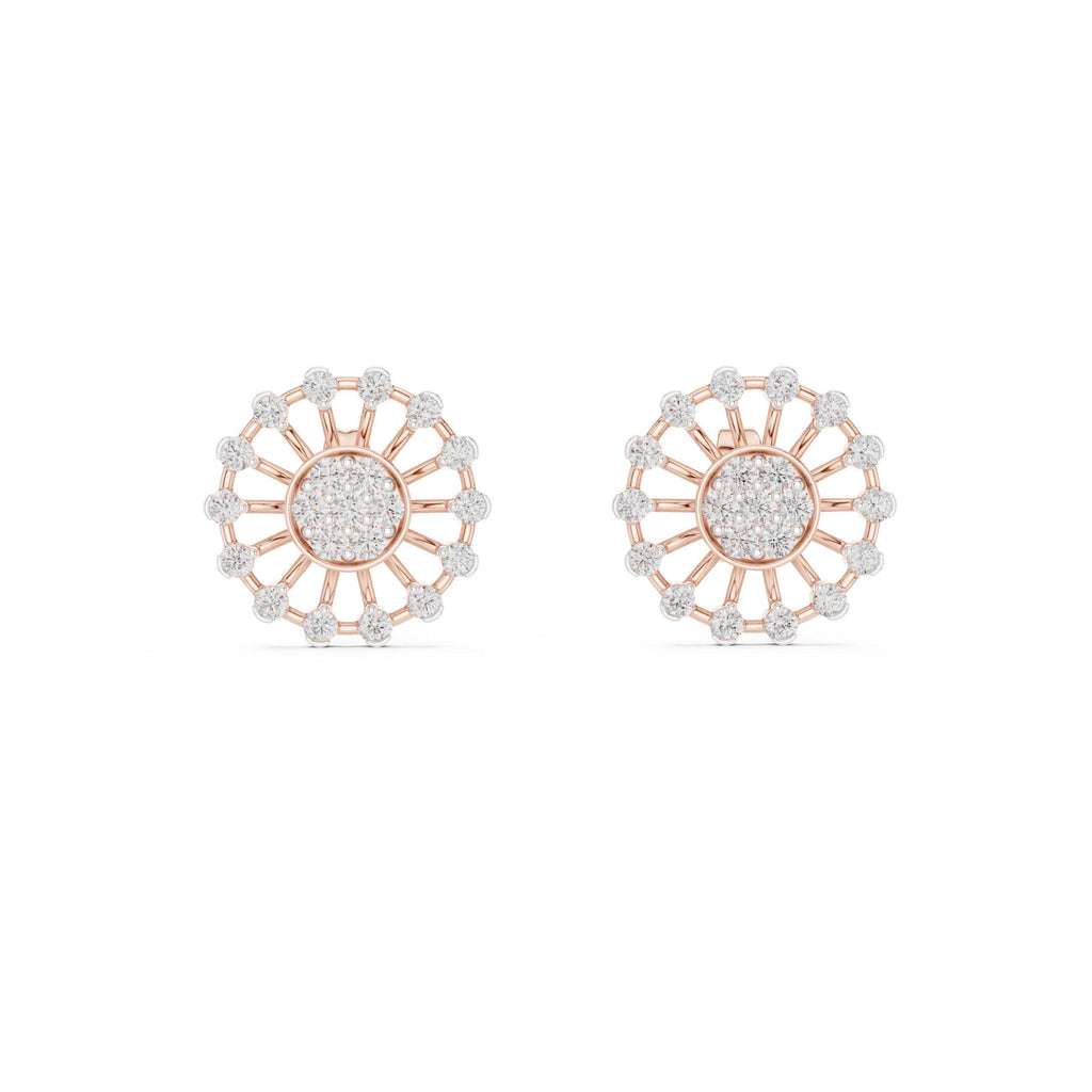 Moissanite Sunflower Medallion Stud Earrings – 925 Sterling Silver, 18K Gold Vermeil