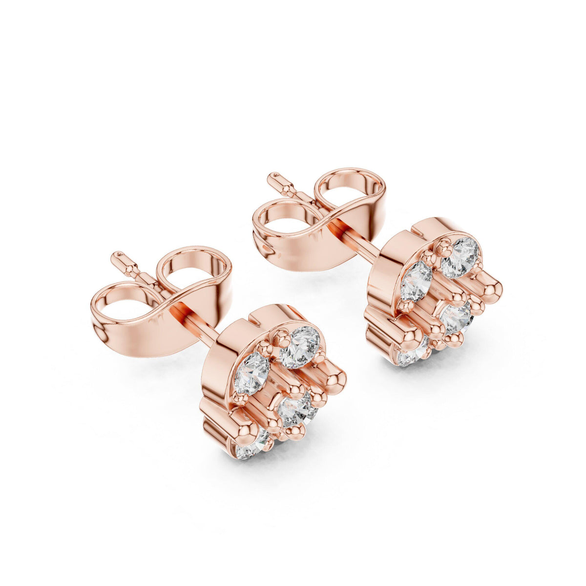Moissanite Oval Cluster Stud Earrings – 925 Sterling Silver, 18K Gold Vermeil