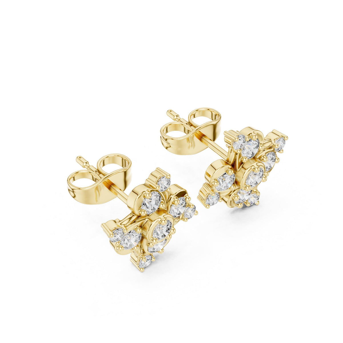 Moissanite Scattered Cluster Stud Earrings – 925 Sterling Silver, 18K Gold Vermeil