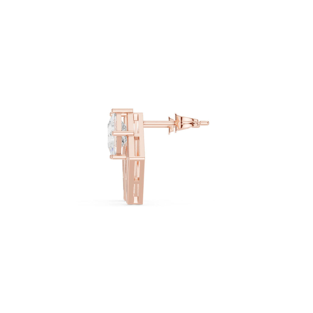 Moissanite Open Square Geometric Stud Earrings – 925 Sterling Silver, 18K Gold Vermeil