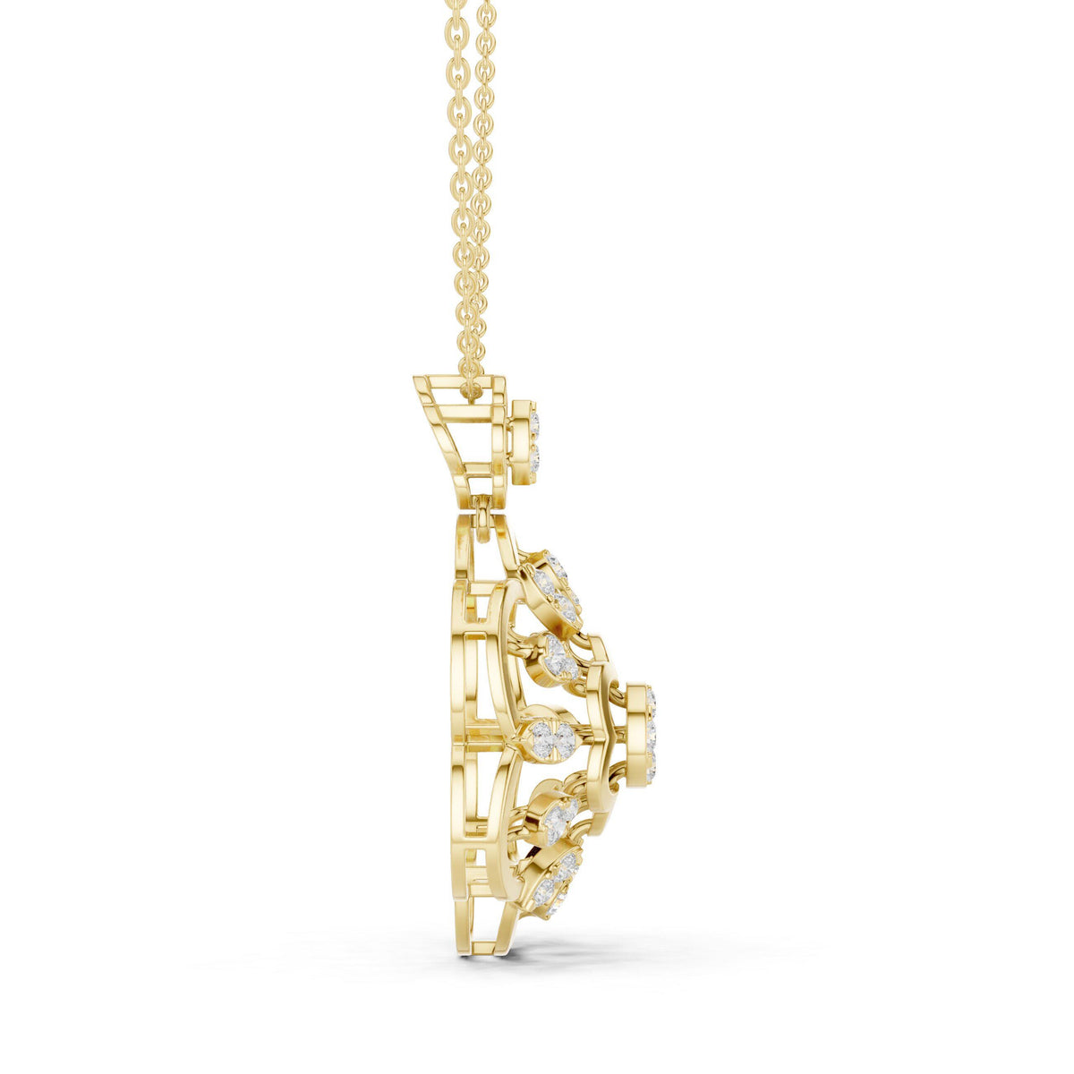 18K Gold Vermeil Floral Moissanite Pendant | 925 Silver Flower Necklace