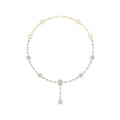 Oval Halo Moissanite Y-Drop Necklace – 925 Sterling Silver, 18K Gold Vermeil
