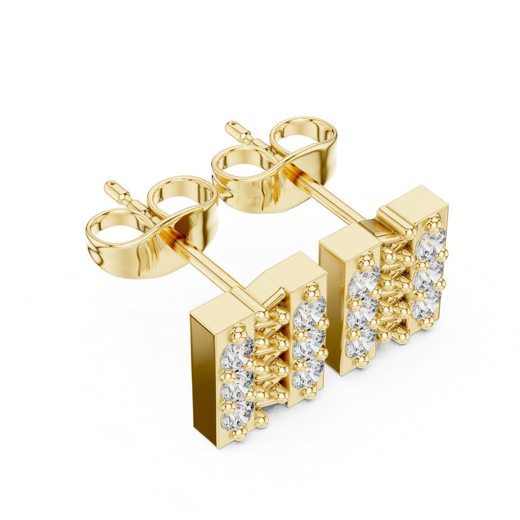 Moissanite Crisscross Bar Stud Earrings – 925 Sterling Silver, 18K Gold Vermeil